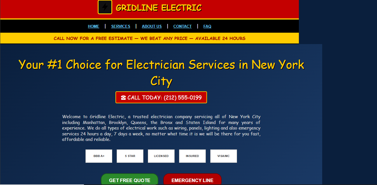Website before rebuild, cluttered layout